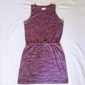 Lou & Grey Tie Waist Knit Tank Dress Burgundy